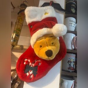 Red Plush Christmas Stocking with Winnie The Pooh Design needs batteries